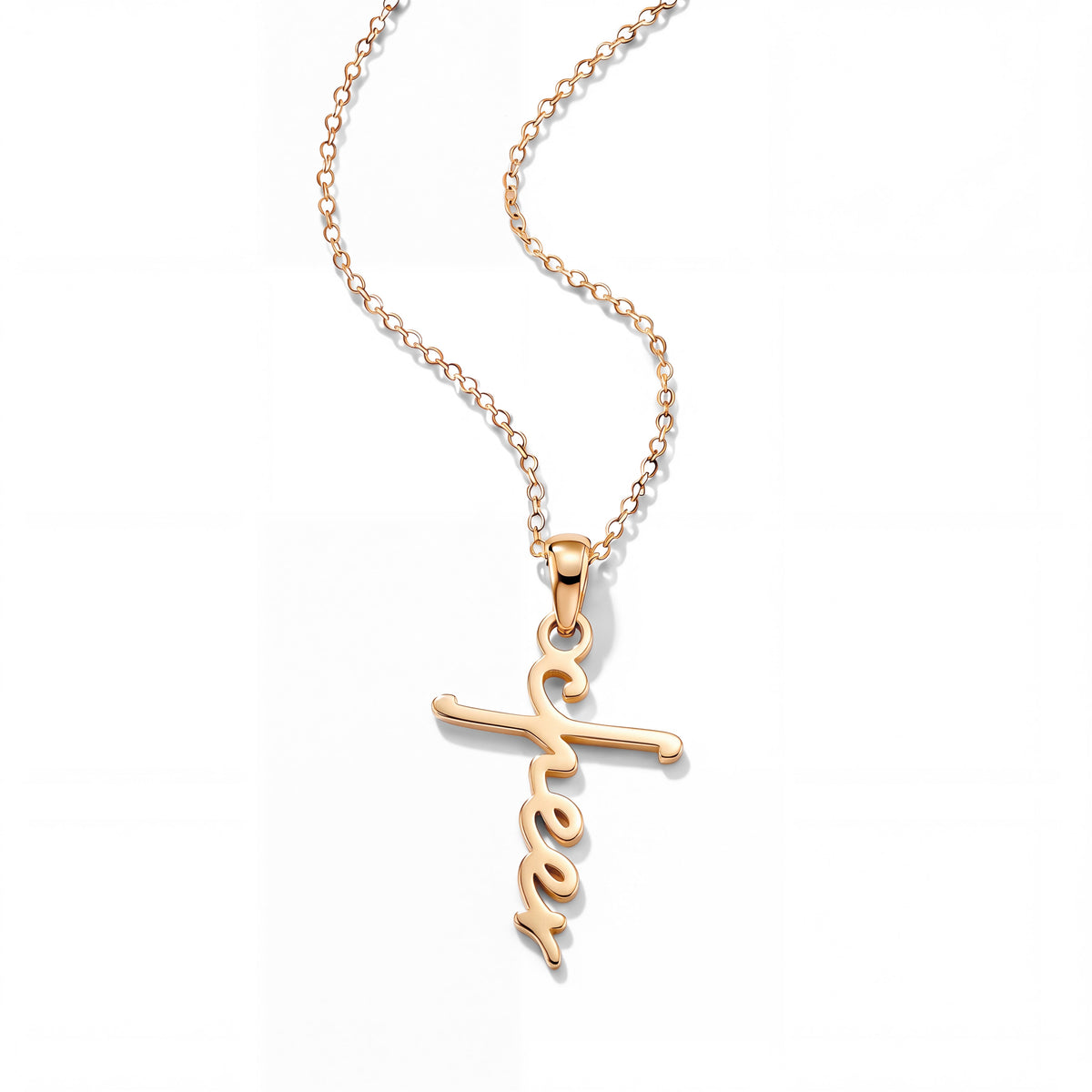 Cheer Script Cross Necklace