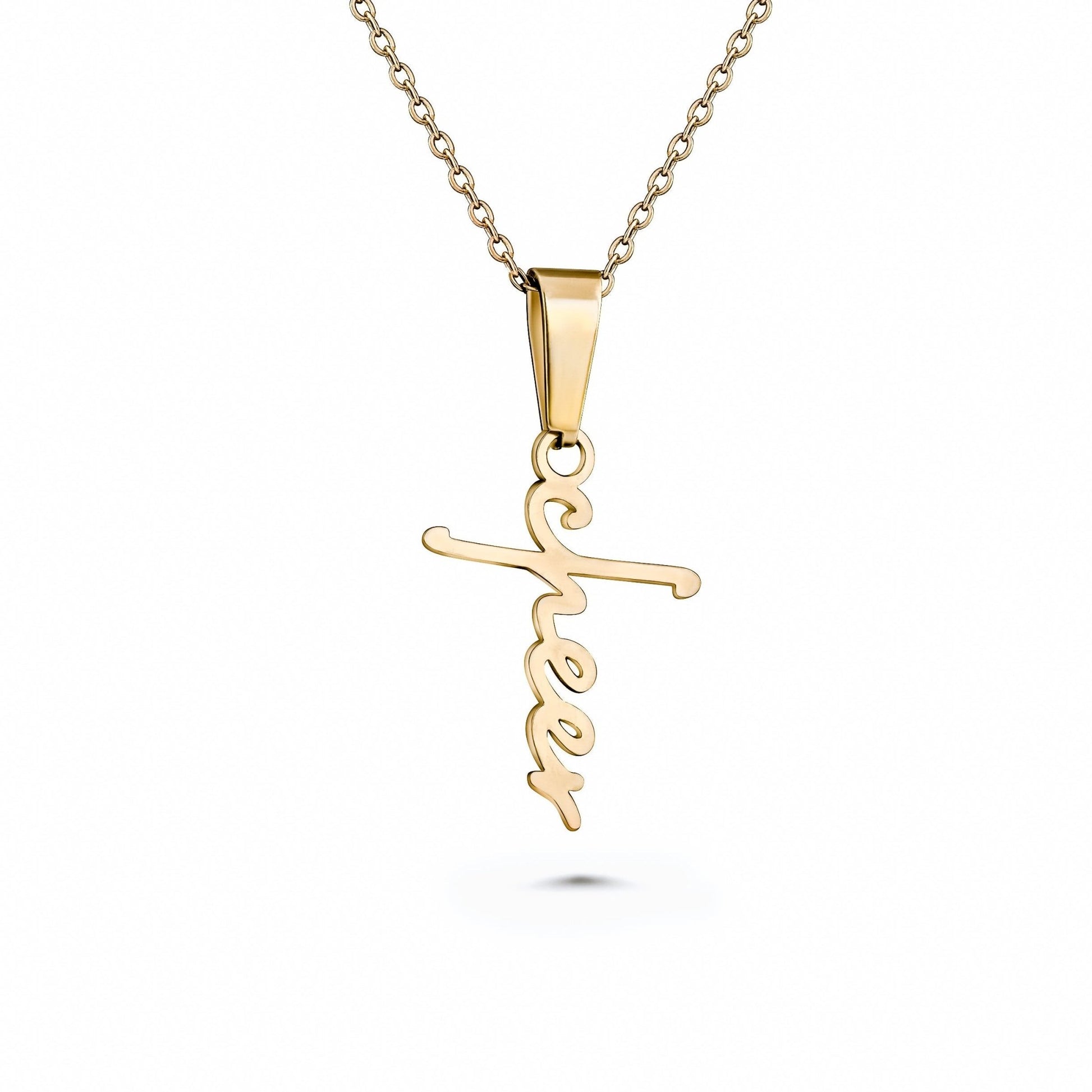 Cheer Script Cross Necklace - Maximum Velocity Sports