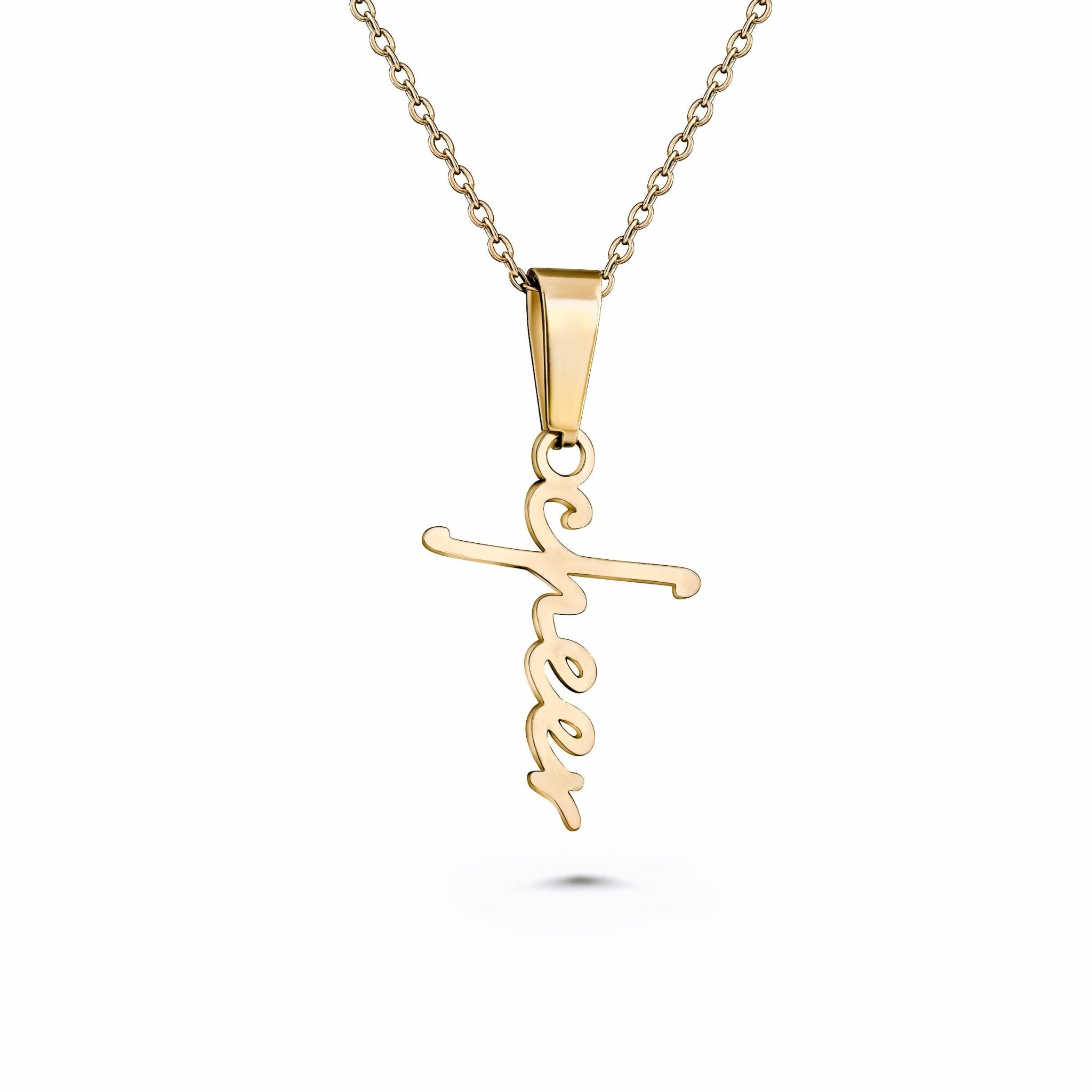 Cheer Script Cross Necklace - Maximum Velocity Sports