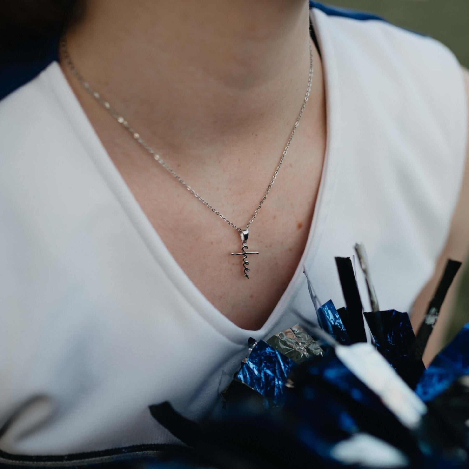 Cheer Script Cross Necklace - Maximum Velocity Sports