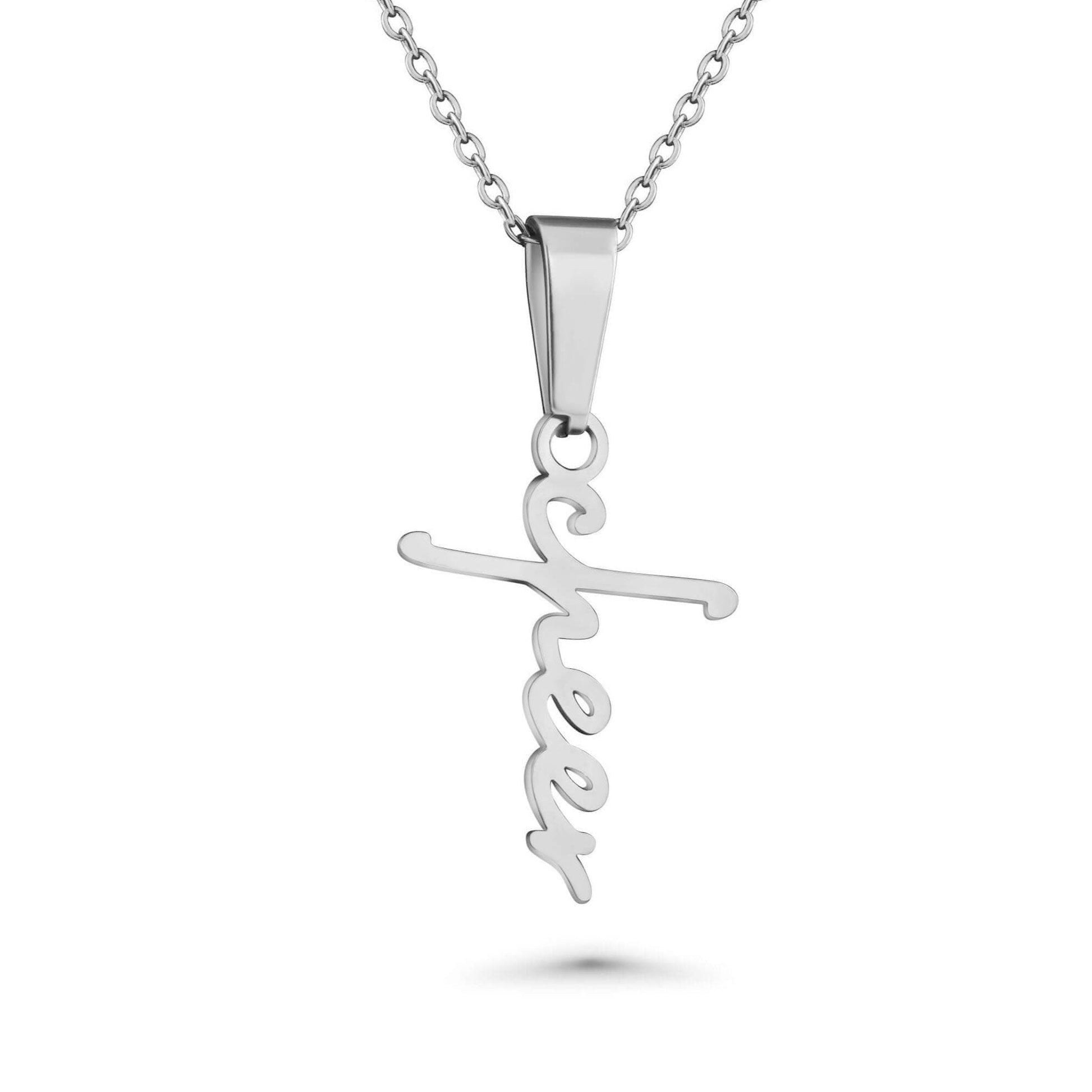 Cheer Script Cross Necklace - Maximum Velocity Sports