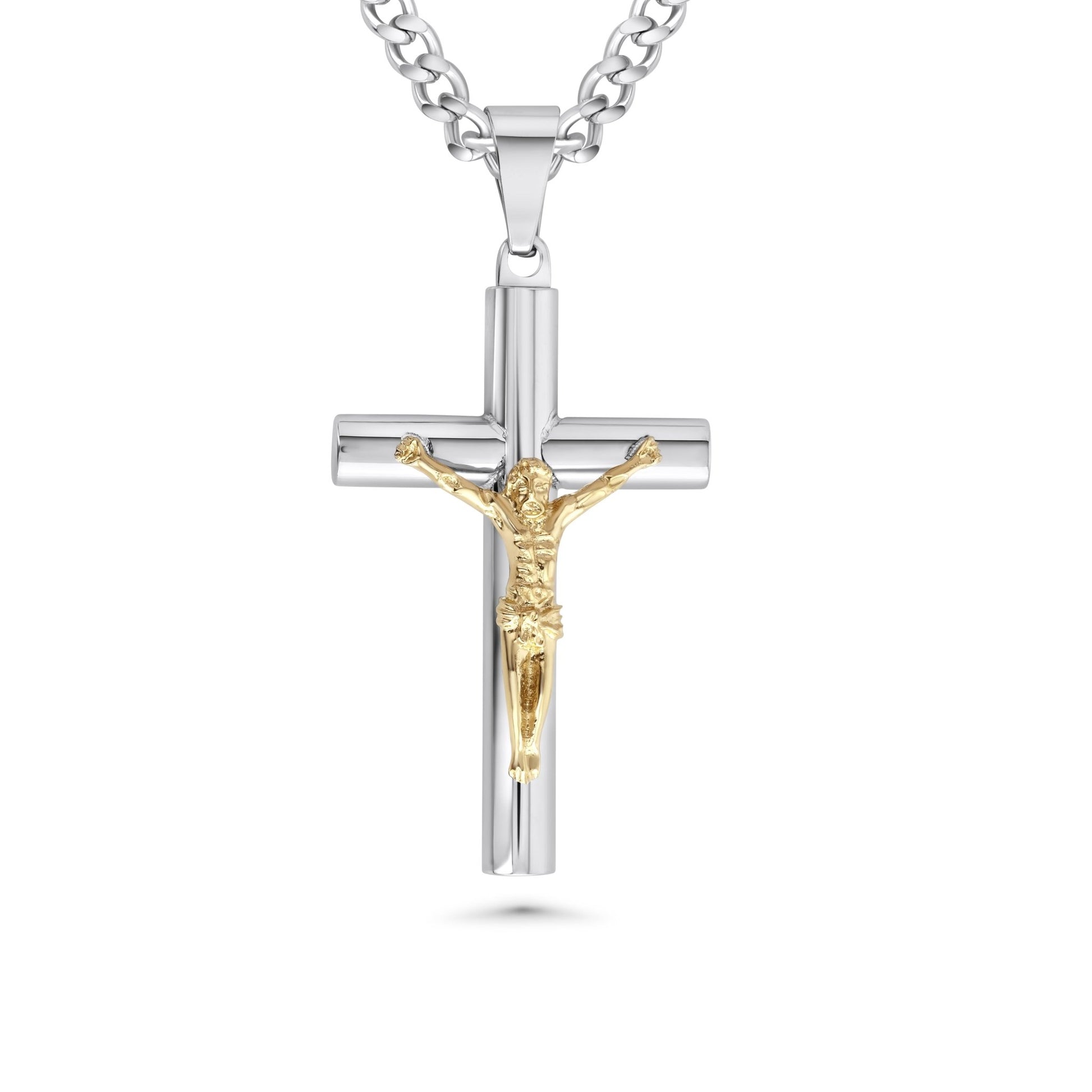Classic Two Tone Crucifix w/ Chain - Maximum Velocity Sports