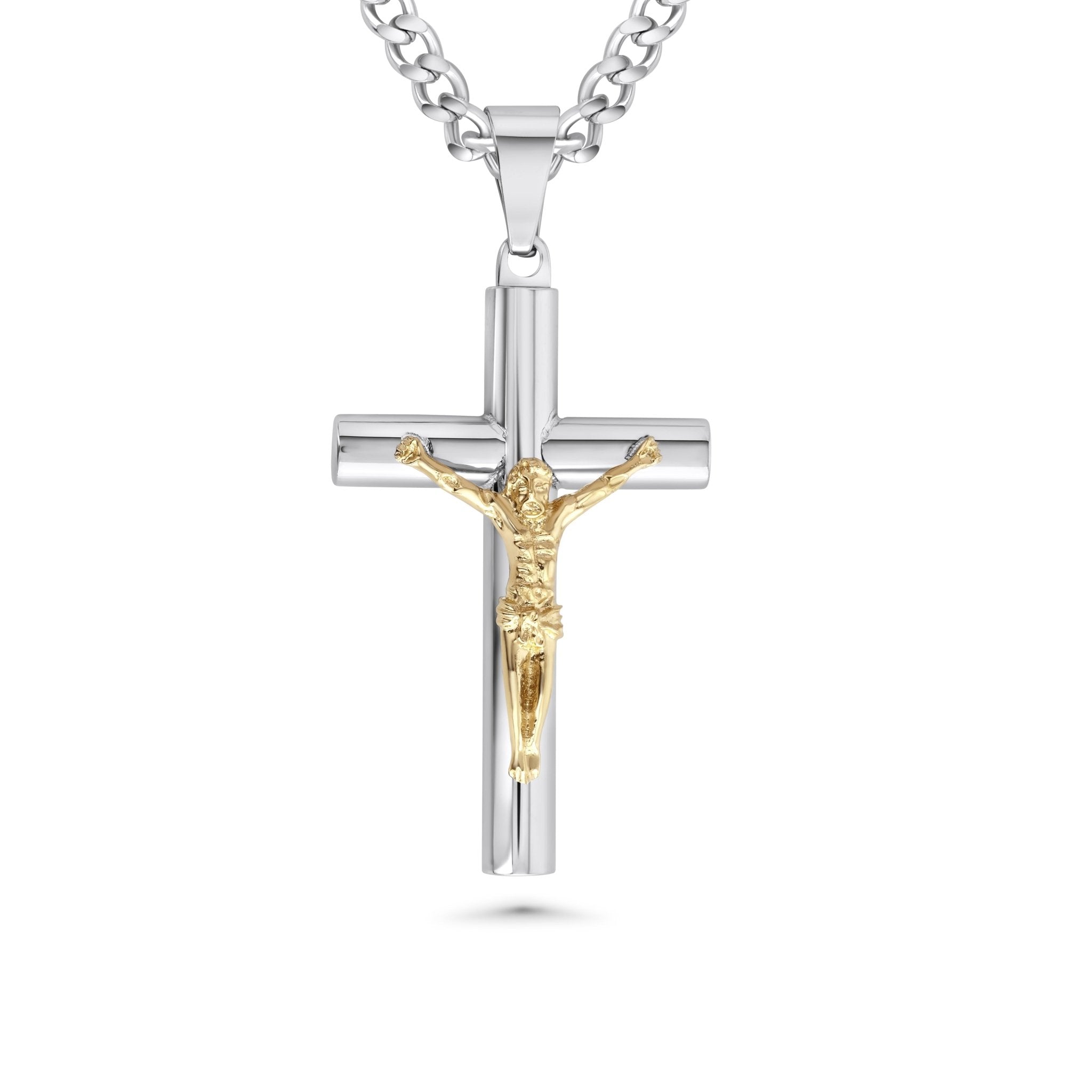 Classic Two Tone Crucifix w/ Chain - Maximum Velocity Sports
