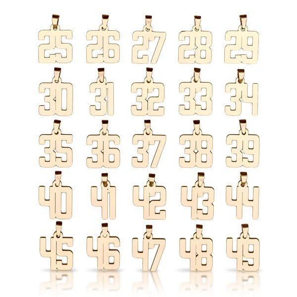 Custom Number Pendant With Chain Necklace - 14K Gold Plated Stainless Steel - Maximum Velocity Sports