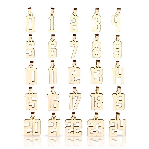 Custom Number Pendant With Chain Necklace - 14K Gold Plated Stainless Steel - Maximum Velocity Sports