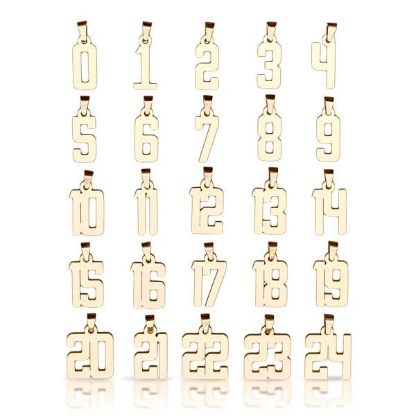 Custom Number Pendant With Chain Necklace - 14K Gold Plated Stainless Steel - Maximum Velocity Sports