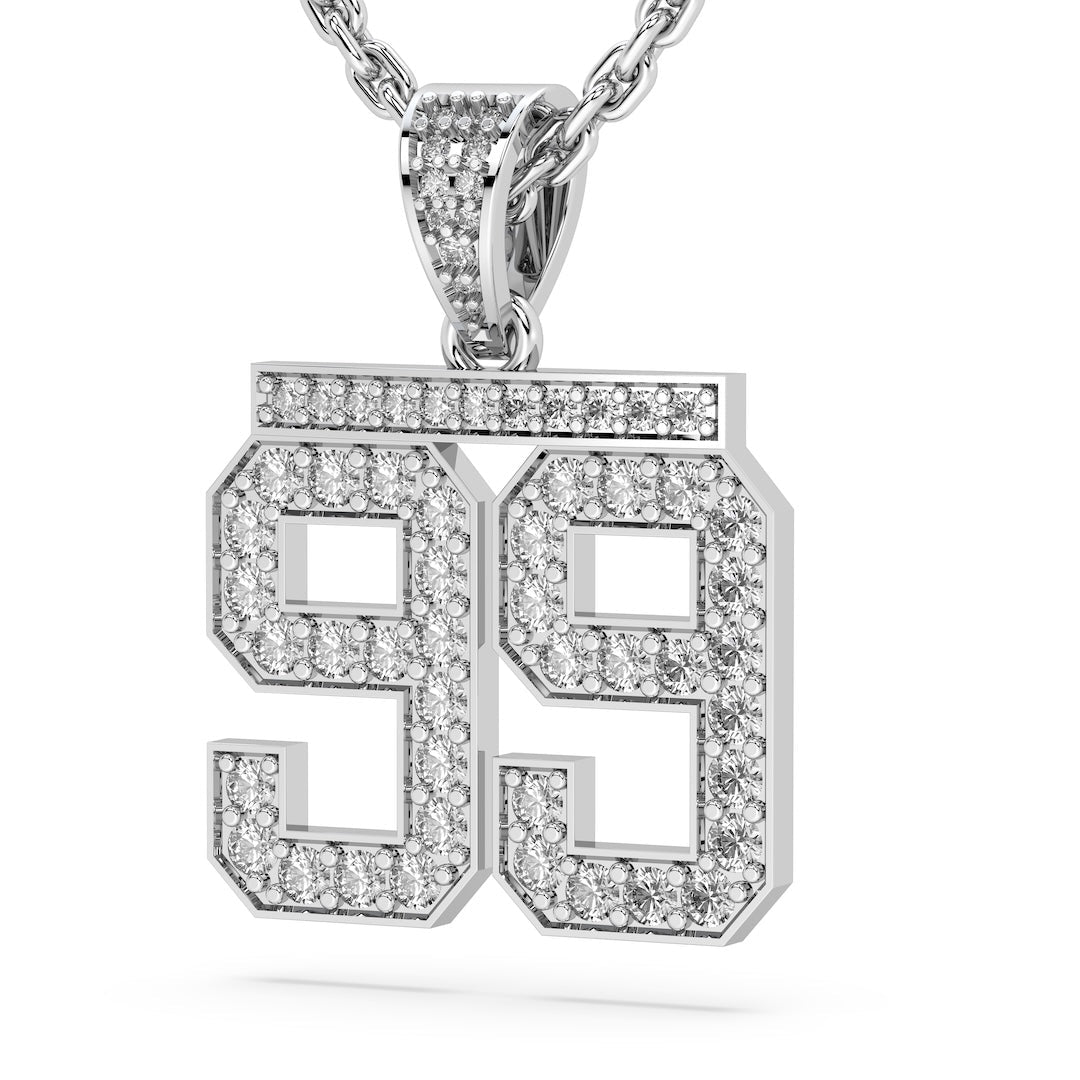Diamond Studded Custom Number Necklace - Maximum Velocity Sports