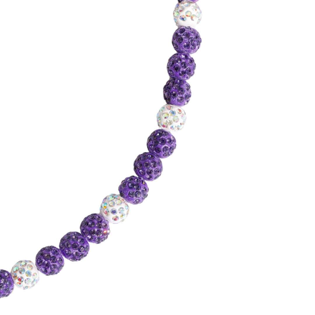 Dinger Iced Out Baseball Bead Necklace | Purple & White - Maximum Velocity Sports