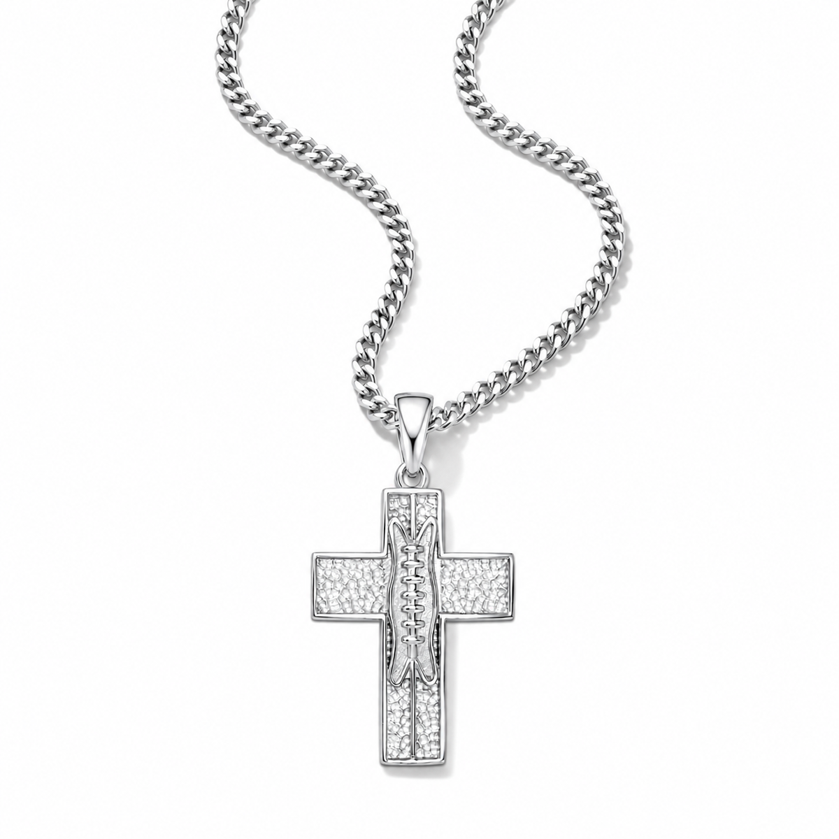 Pigskin Football Cross Necklace