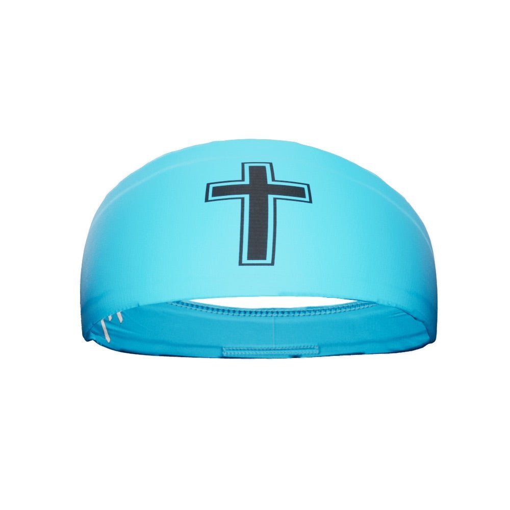 Faith Cross Light Blue Headband - Maximum Velocity Sports