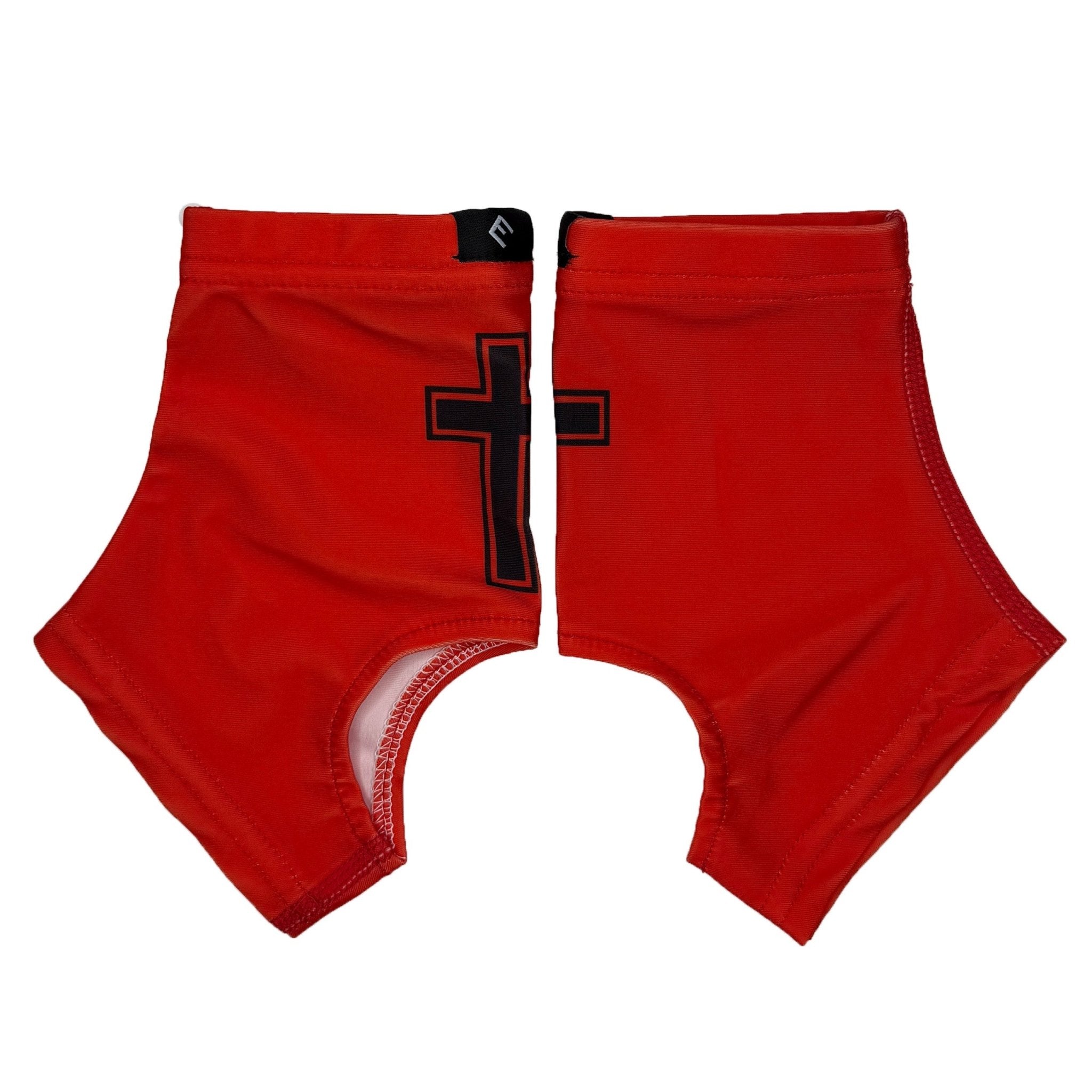 Faith Cross Red Cleat Covers (Spats) - Maximum Velocity Sports