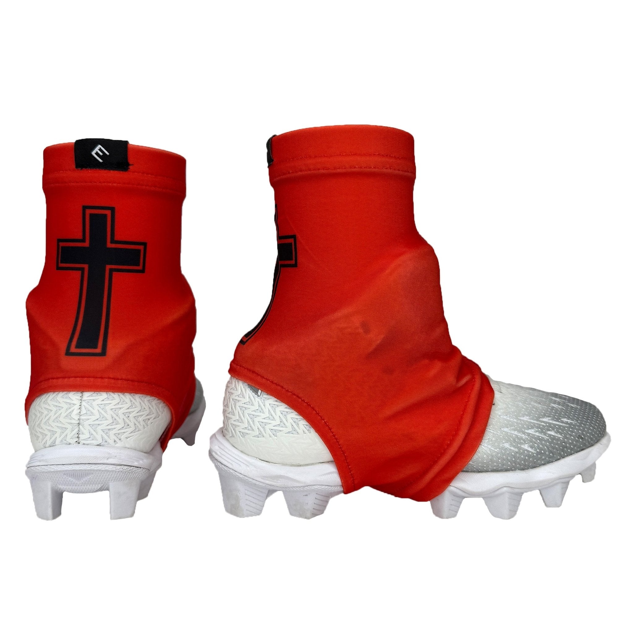 Faith Cross Red Cleat Covers (Spats) - Maximum Velocity Sports