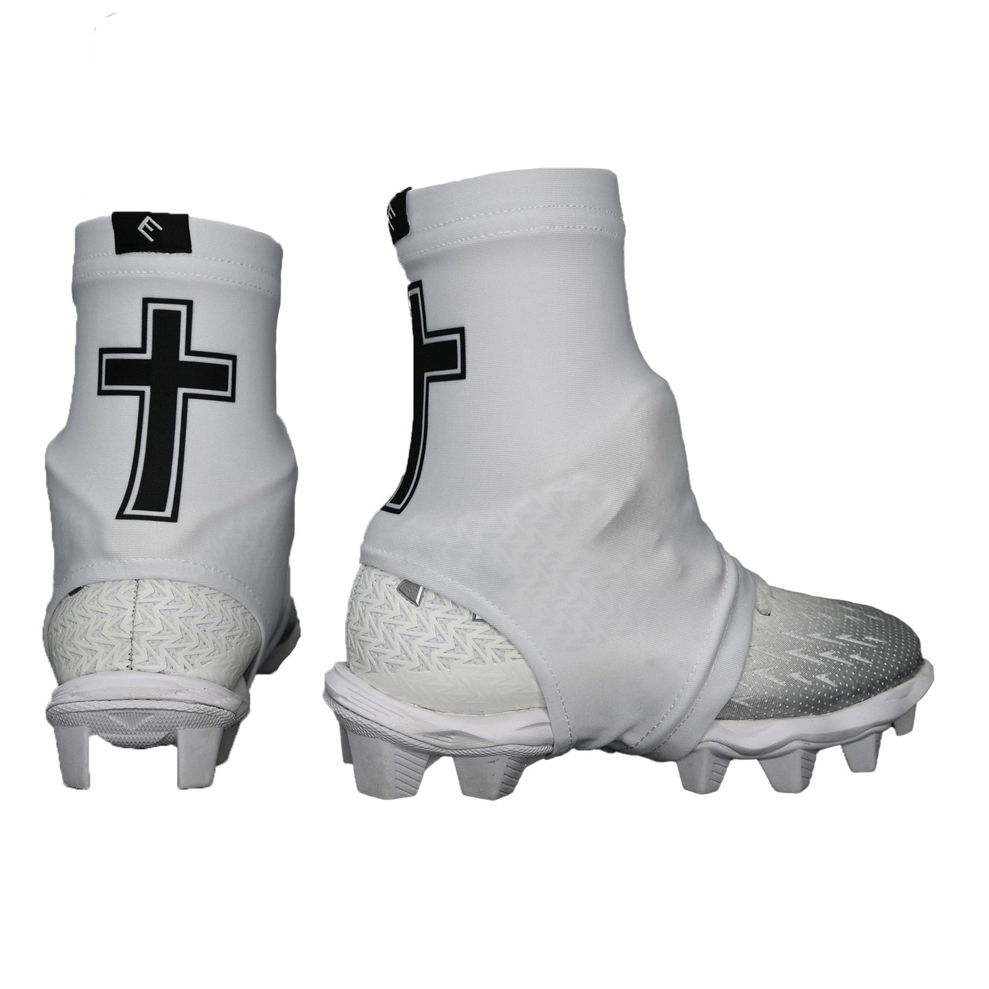 Faith Cross White Cleat Covers (Spats) - Maximum Velocity Sports