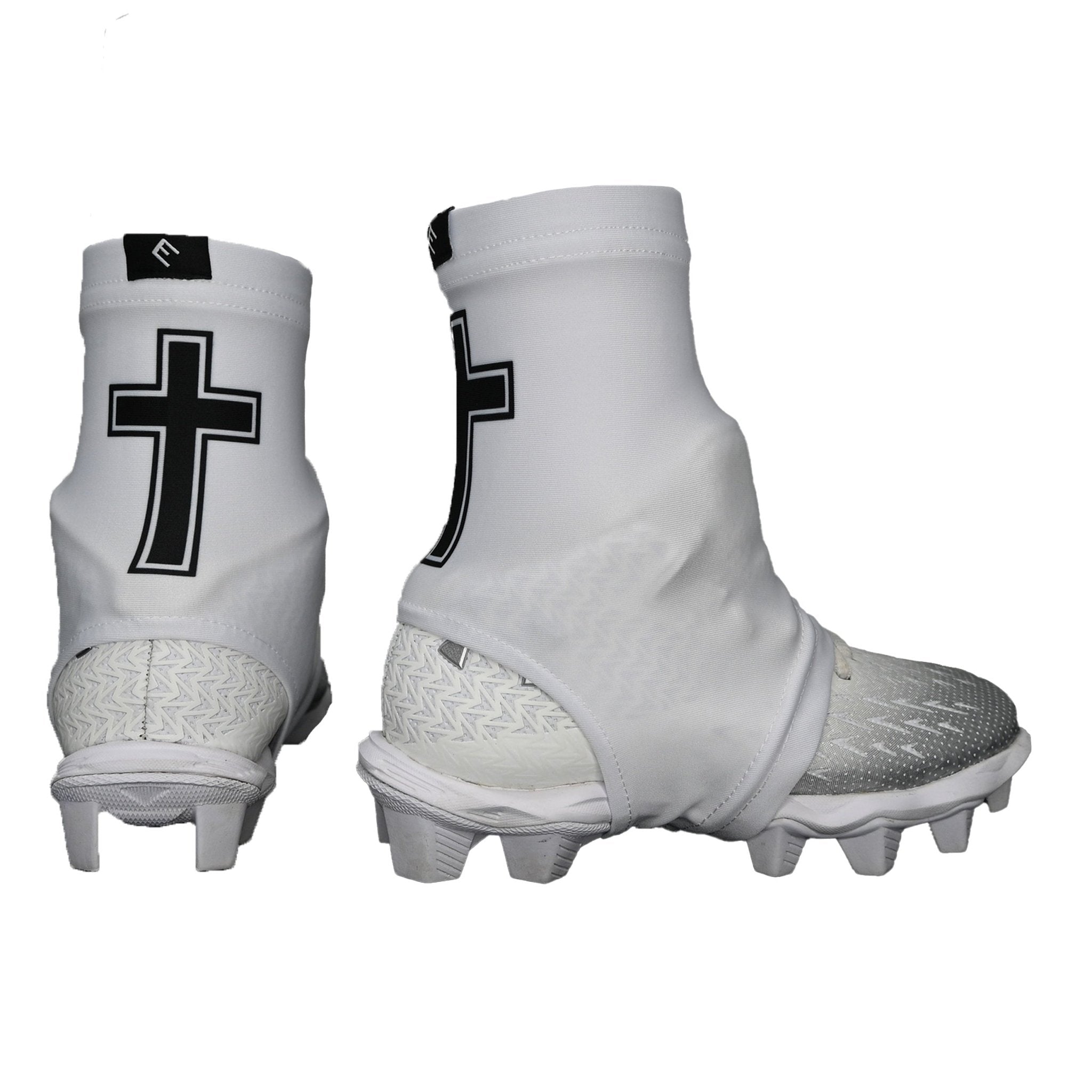 Faith Cross White Cleat Covers (Spats) - Maximum Velocity Sports