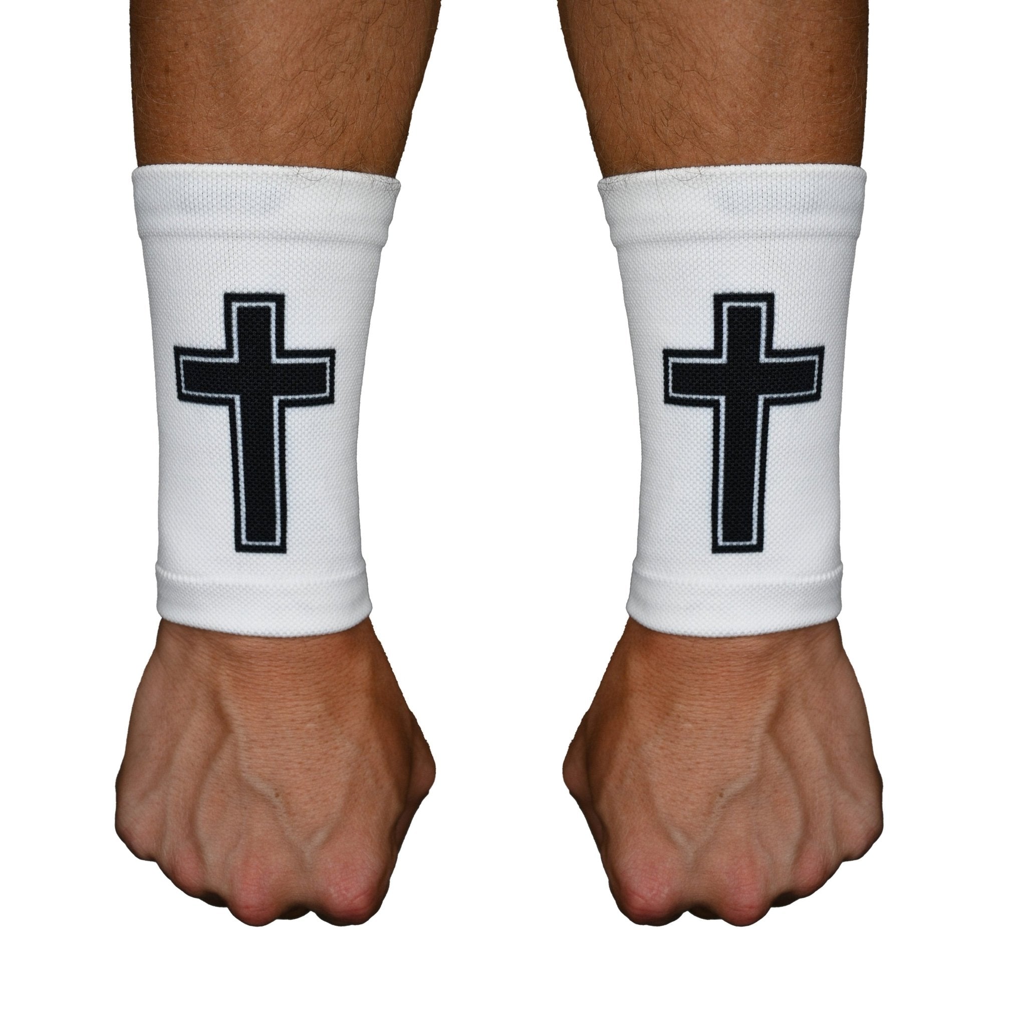 Faith Cross White Wrist Support Sleeves - Maximum Velocity Sports
