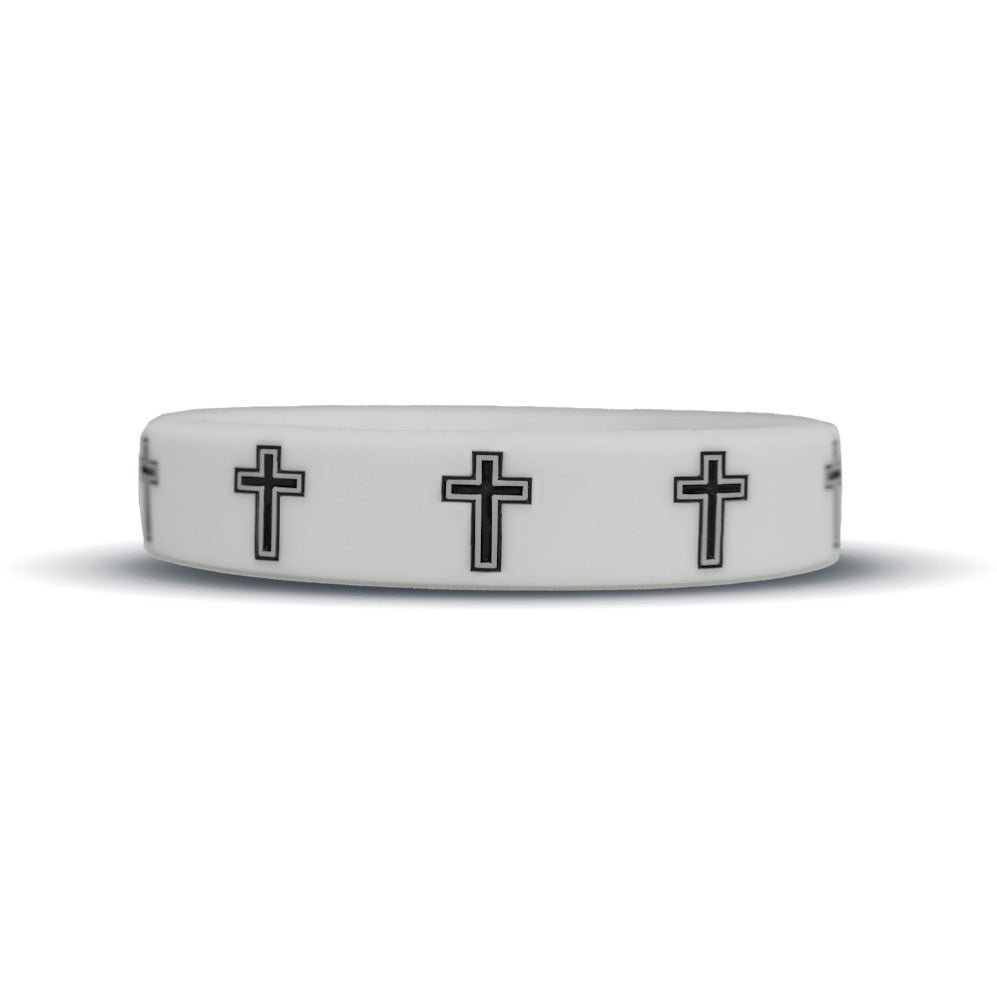 Faith Cross White Wristband - Maximum Velocity Sports