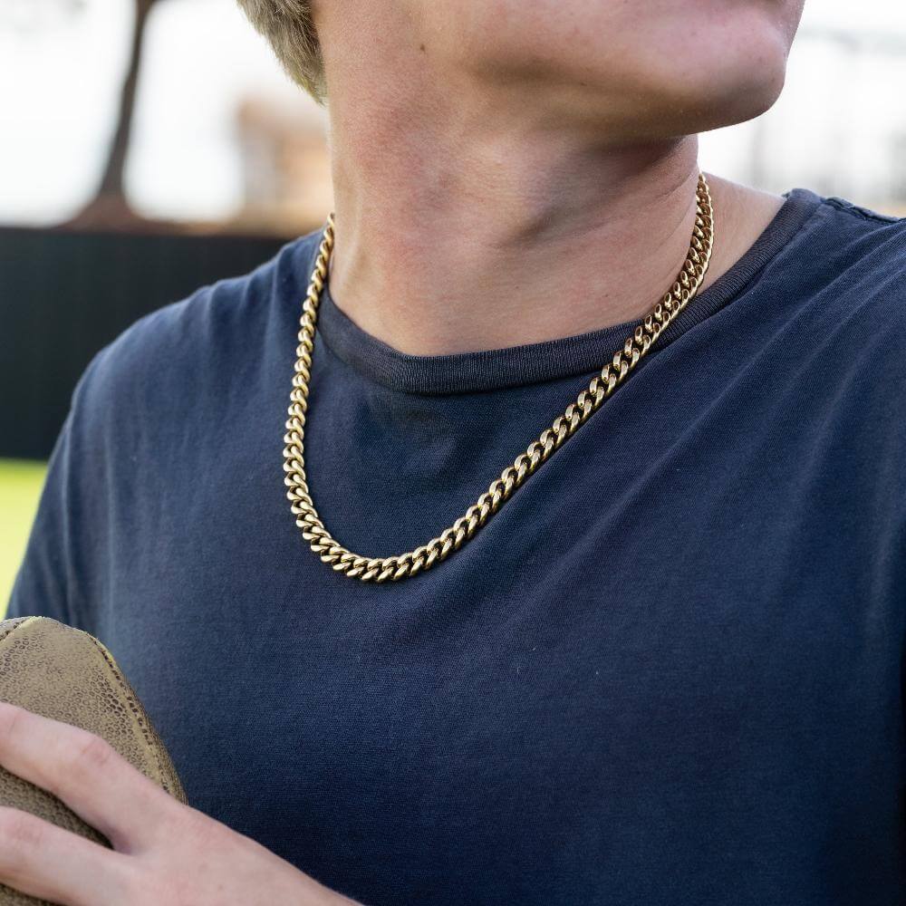 Gold Cuban Link Chain | 8mm | Stainless Steel - Maximum Velocity Sports