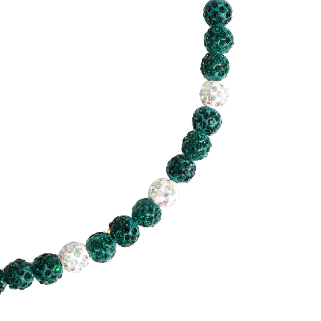 Green Monster Iced Out Baseball Bead Necklace | Green & White - Maximum Velocity Sports
