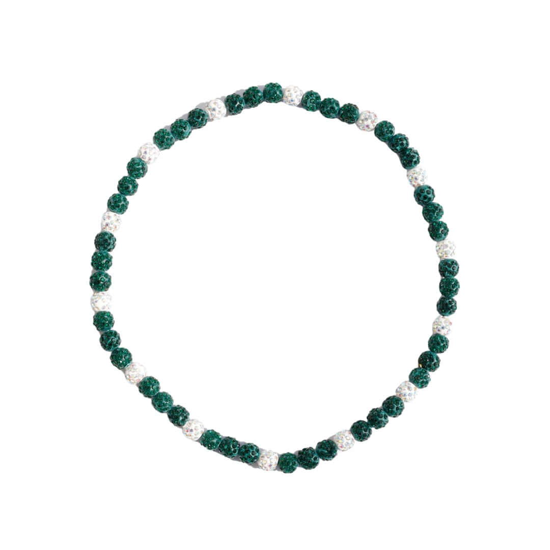 Green Monster Iced Out Baseball Bead Necklace | Green & White - Maximum Velocity Sports