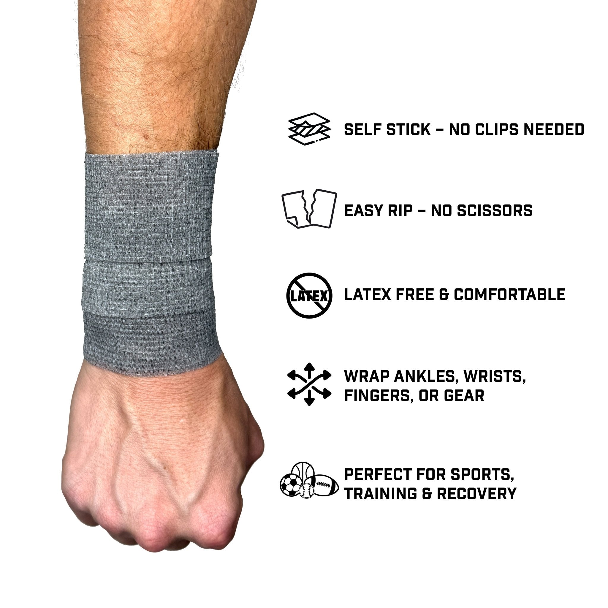 Grey Self Stick Athletic Tape - Maximum Velocity Sports