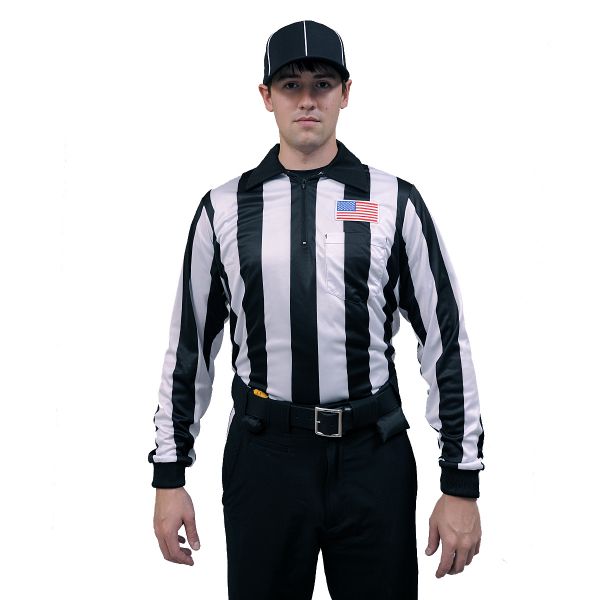 Honig's 2" Striped NCAA Ultra Tech Long Sleeve Football Jersey With Placket And Flag On Left Chest - Maximum Velocity Sports