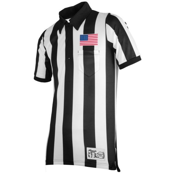 Honig's 2" Striped Ultra Tech Short Sleeve Football Jersey w/ Sublimated Flag On Left Chest - Maximum Velocity Sports