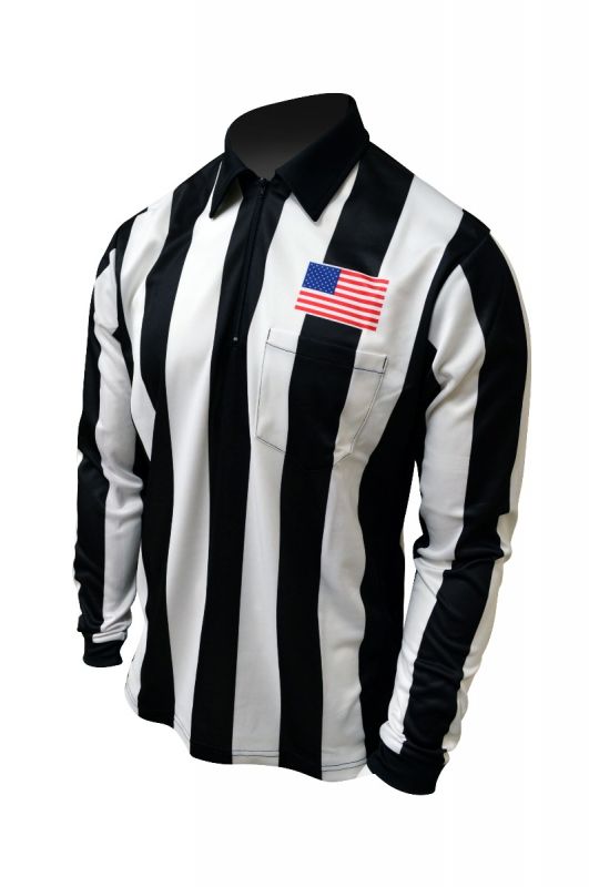 Honig's 2.25" Striped Long Sleeve Football/Lacrosse Jersey With Sublimated American Flag On Left Chest - Maximum Velocity Sports