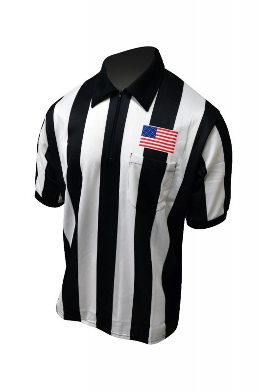 Honig's 2.25" Striped Short Sleeve Football/Lacrosse Shirt With Sublimated American Flag On Left Chest - Maximum Velocity Sports