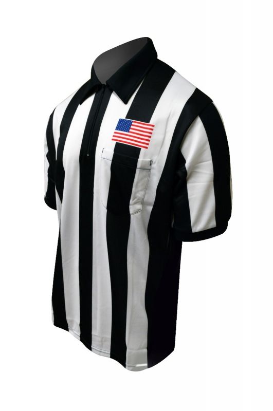Honig's 2.25" Striped Short Sleeve Football/Lacrosse Shirt With Sublimated American Flag On Left Chest - Maximum Velocity Sports