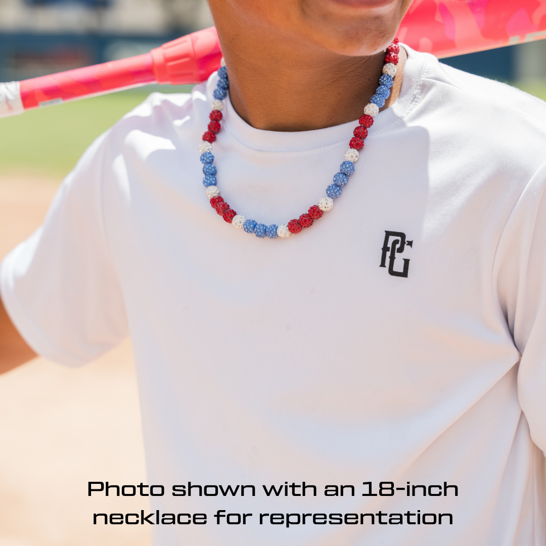 Whiteout Iced Out Baseball Bead Necklace | White - Maximum Velocity Sports