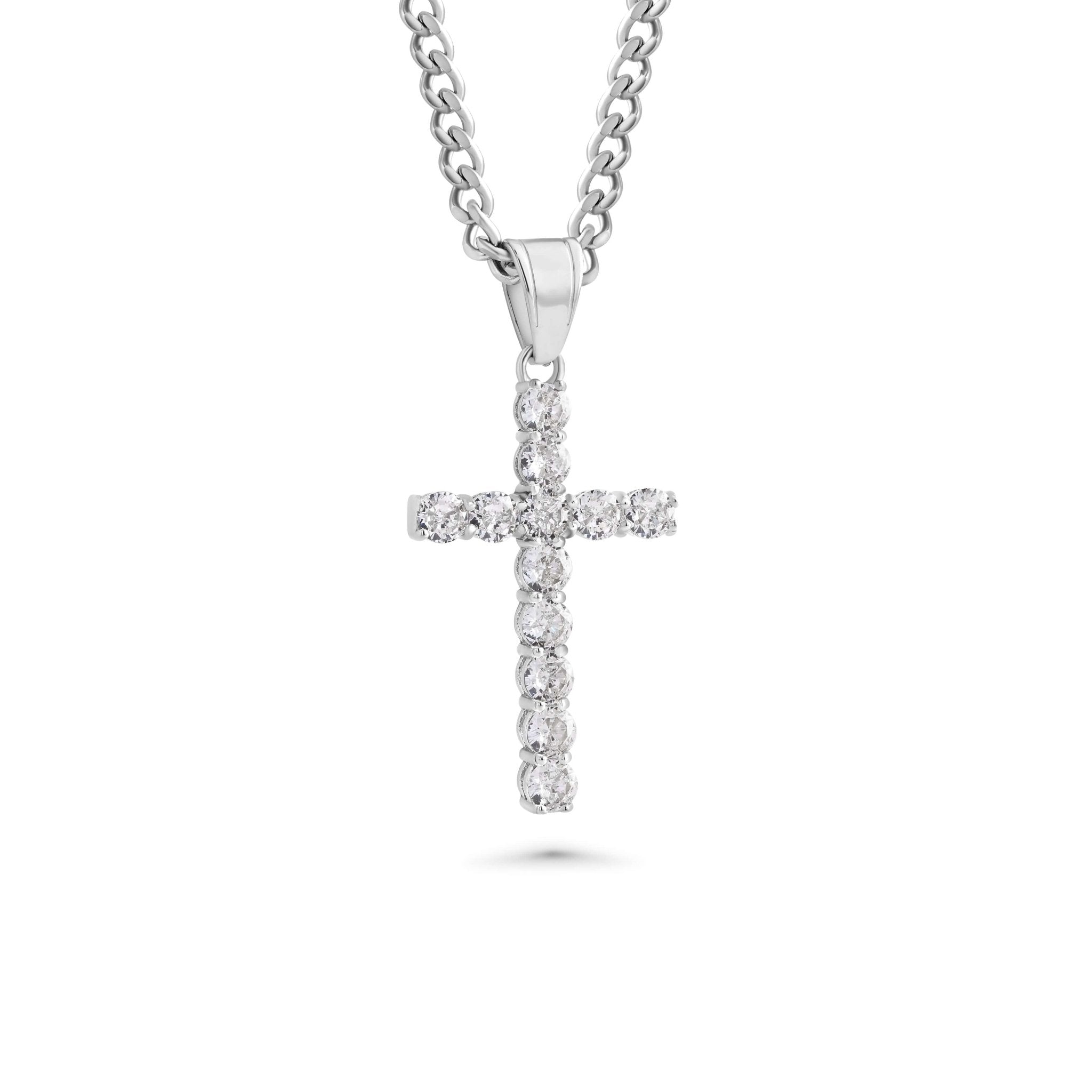 "Iced Out" Cross Necklace With Micro Cuban Chain - Maximum Velocity Sports