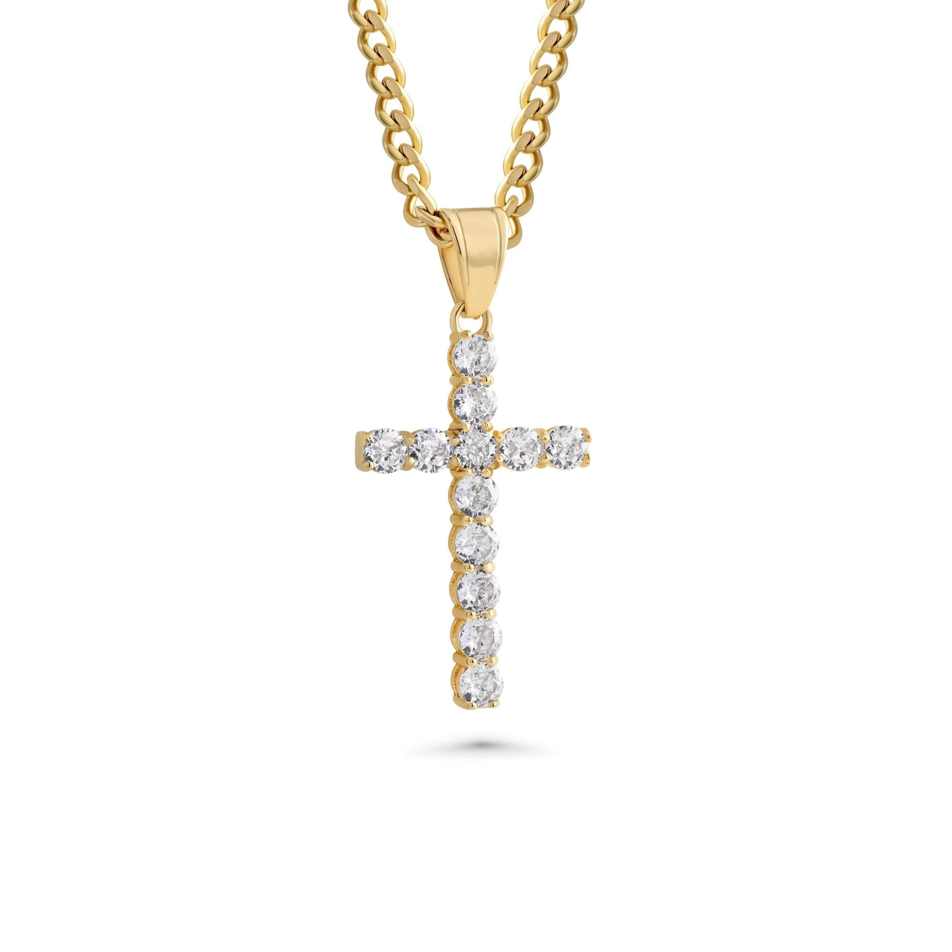 "Iced Out" Cross Necklace With Micro Cuban Chain - Maximum Velocity Sports