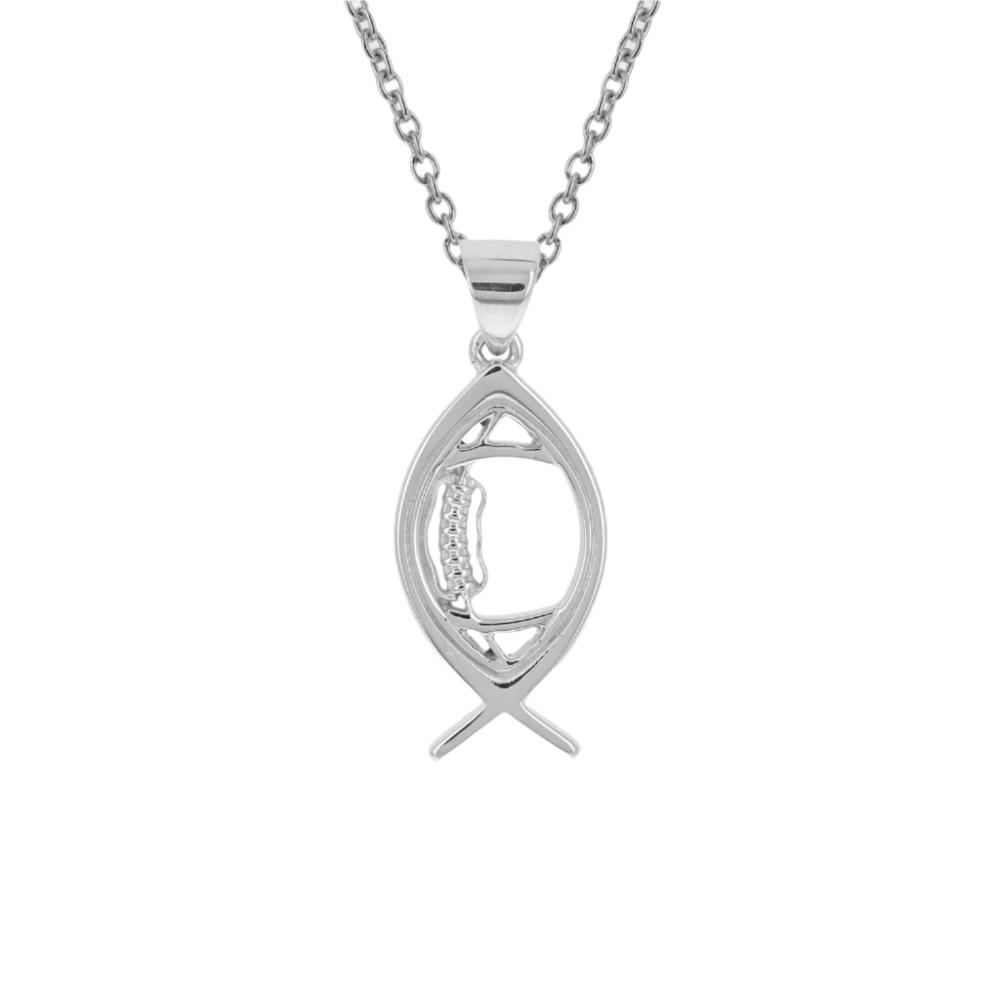 Ichthys Christian Fish Football Necklace (Youth) - Maximum Velocity Sports
