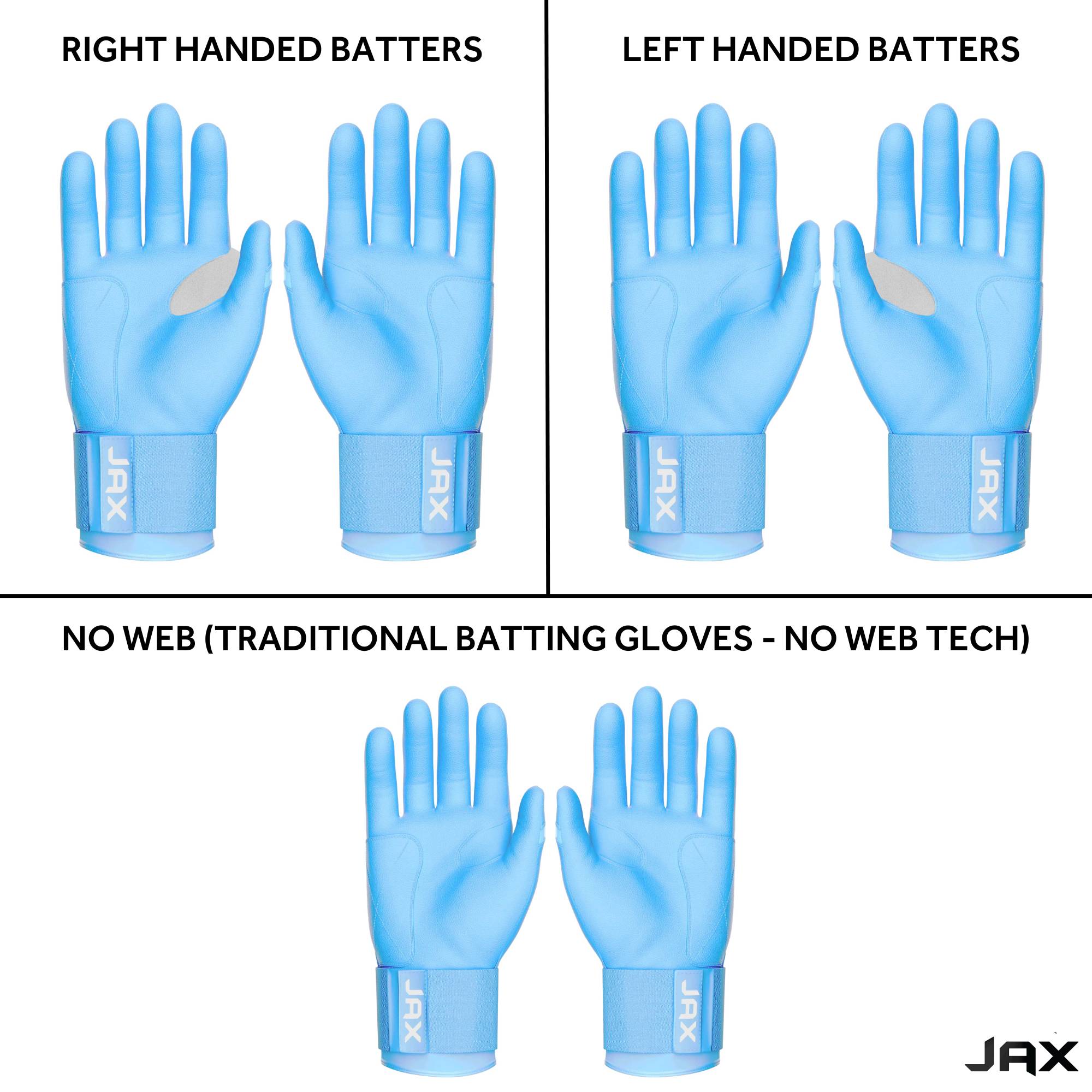 Jax Batting Gloves | Baby Blue | Strap Cuff - Maximum Velocity Sports