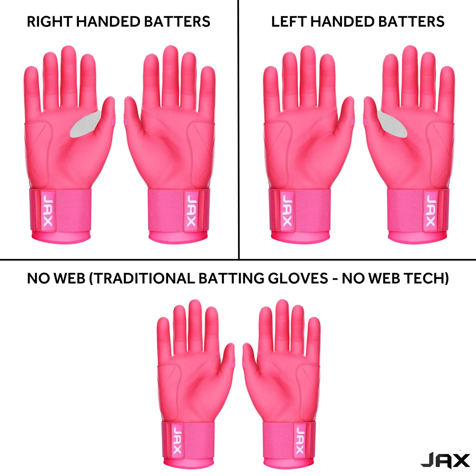 Jax Batting Gloves | Pink | Strap Cuff - Maximum Velocity Sports