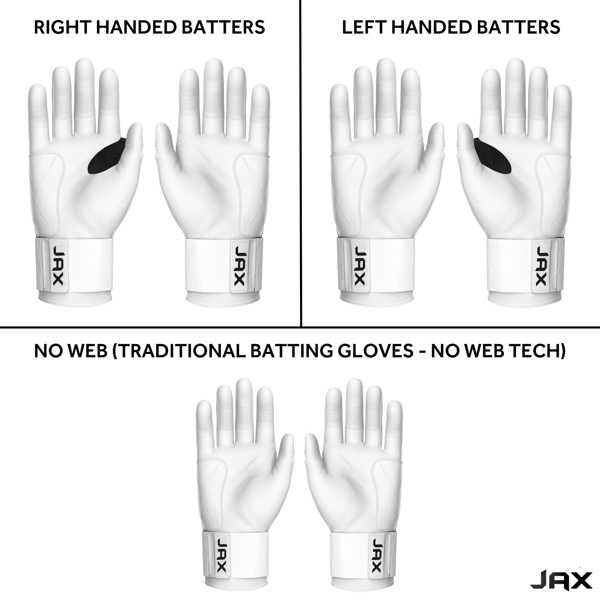 Jax Batting Gloves | Platinum White | Strap Cuff - Maximum Velocity Sports