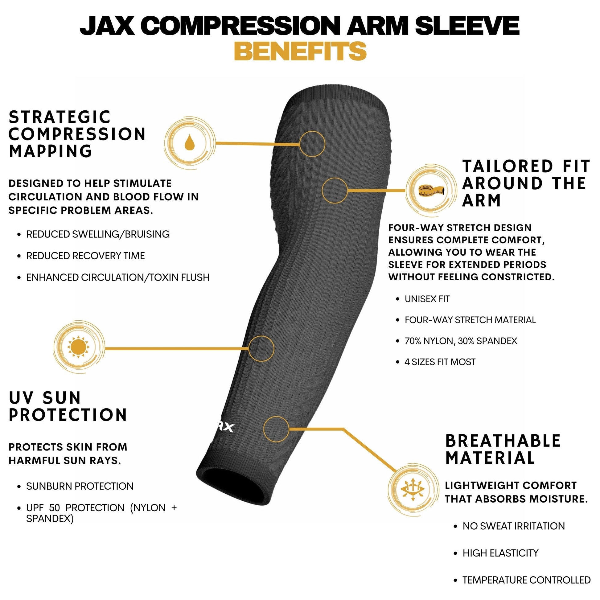 Jax | Restore Recovery Premium Arm Sleeve - Grey - Maximum Velocity Sports