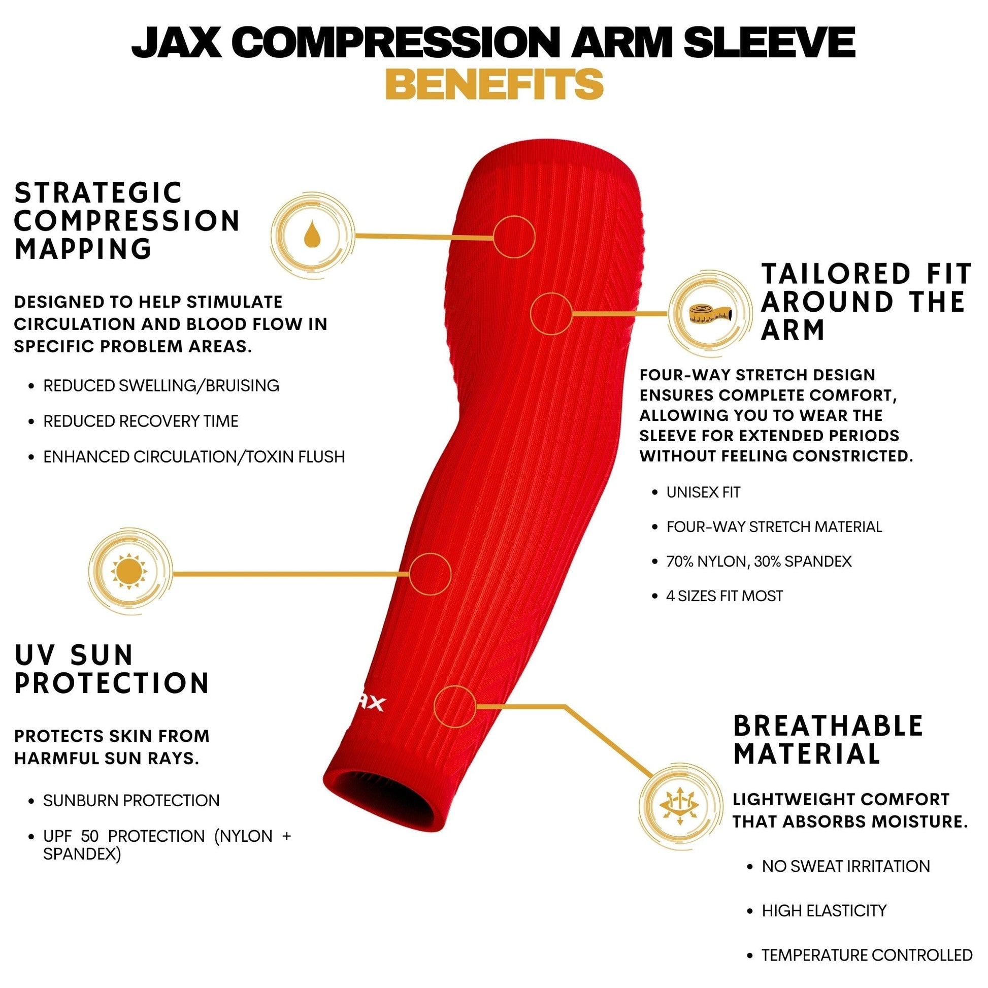 Jax | Restore Recovery Premium Arm Sleeve - Red - Maximum Velocity Sports