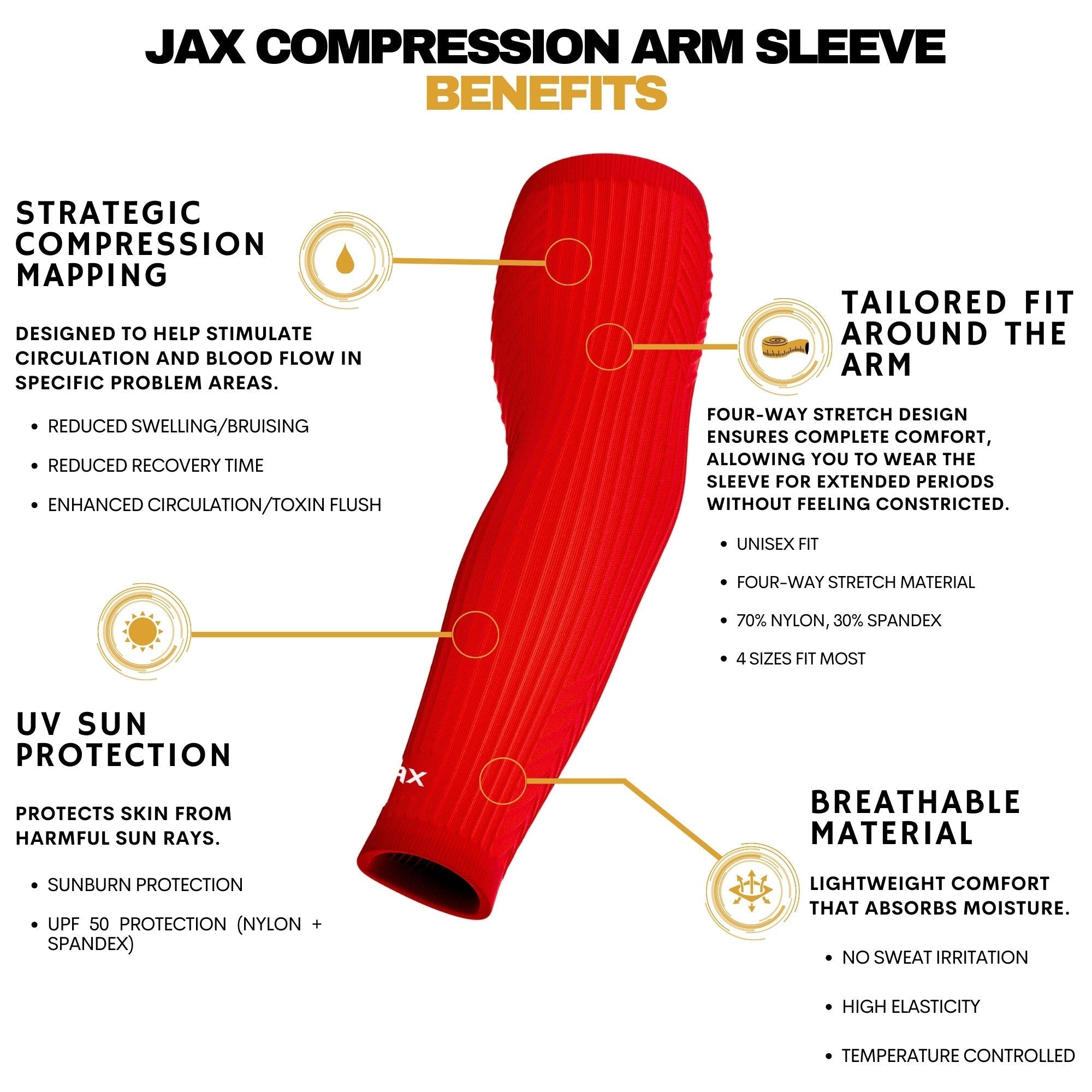 Jax | Restore Recovery Premium Arm Sleeve - Red - Maximum Velocity Sports
