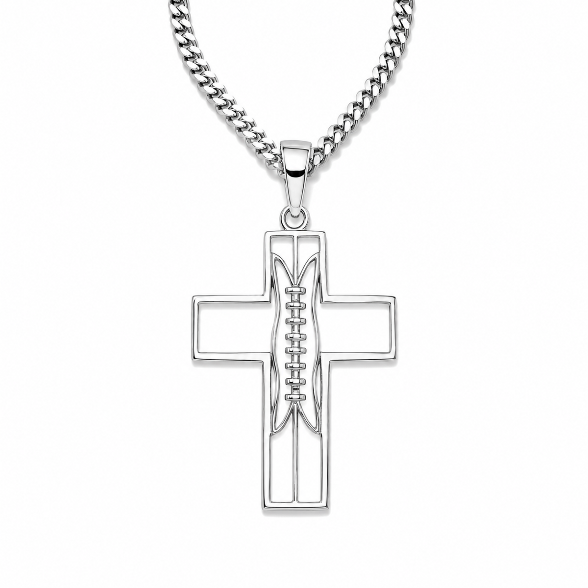XL Gridiron Football Cross Necklace