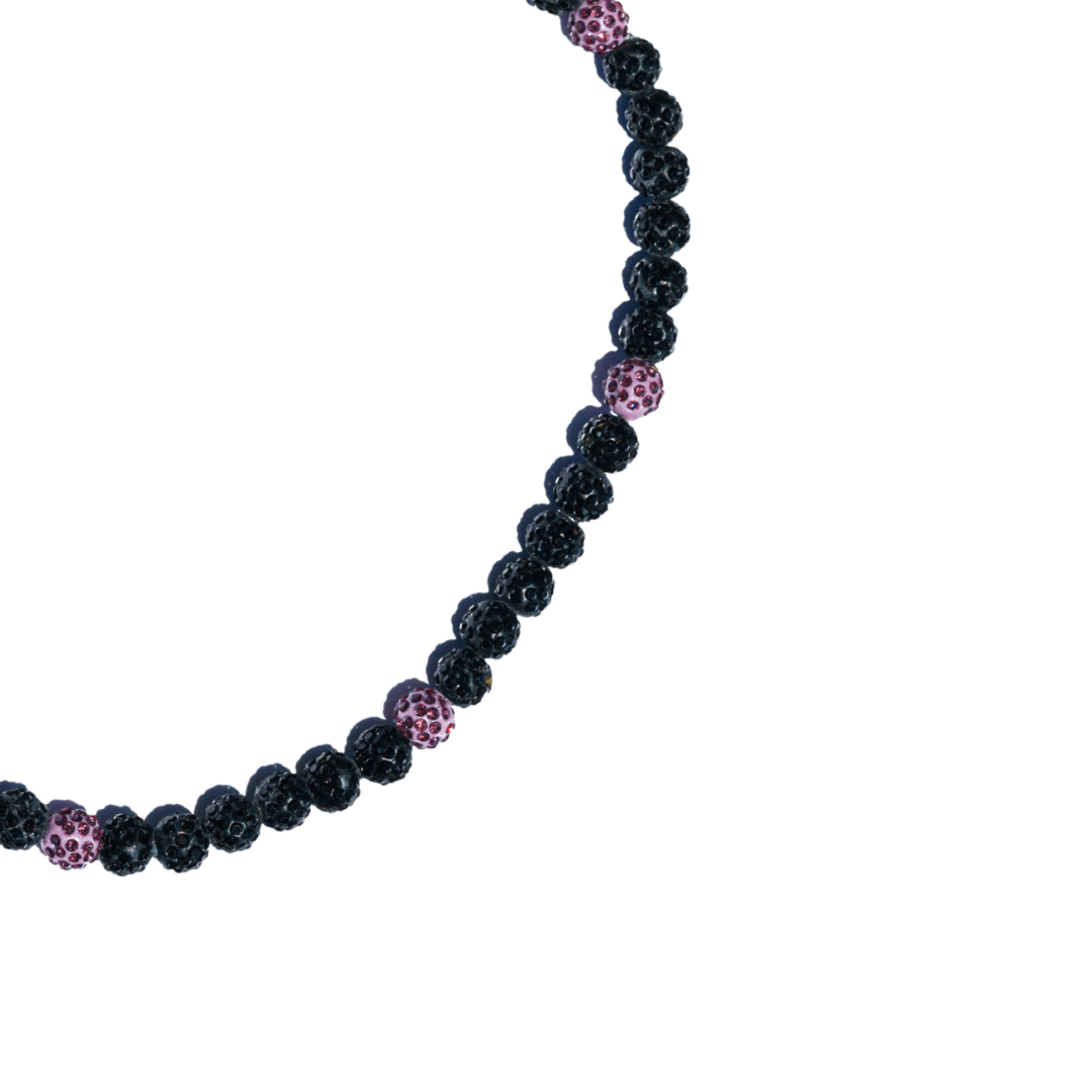 Lavender Haze Iced Out Baseball Bead Necklace | Black & Purple - Maximum Velocity Sports