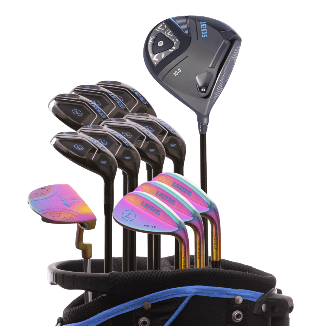 Lazrus Golf 13 pc Set - Laz2 Driver, 3 Wedges Set, Hybrids (4 - PW), Putter & Bag (optional) - Maximum Velocity Sports