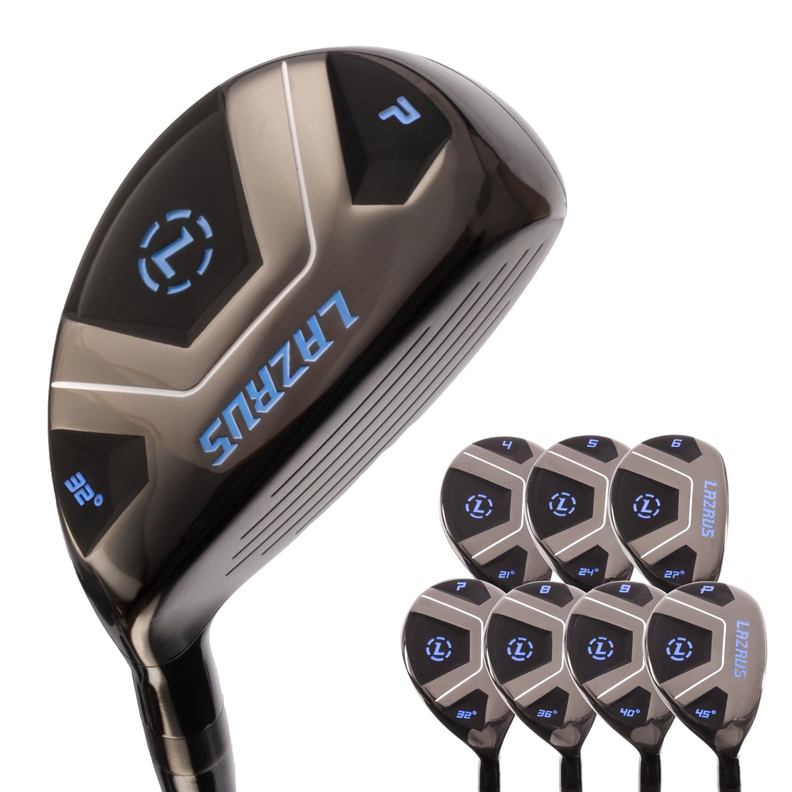Lazrus Golf 13 pc Set - Laz2 Driver, 3 Wedges Set, Hybrids (4 - PW), Putter & Bag (optional) - Maximum Velocity Sports