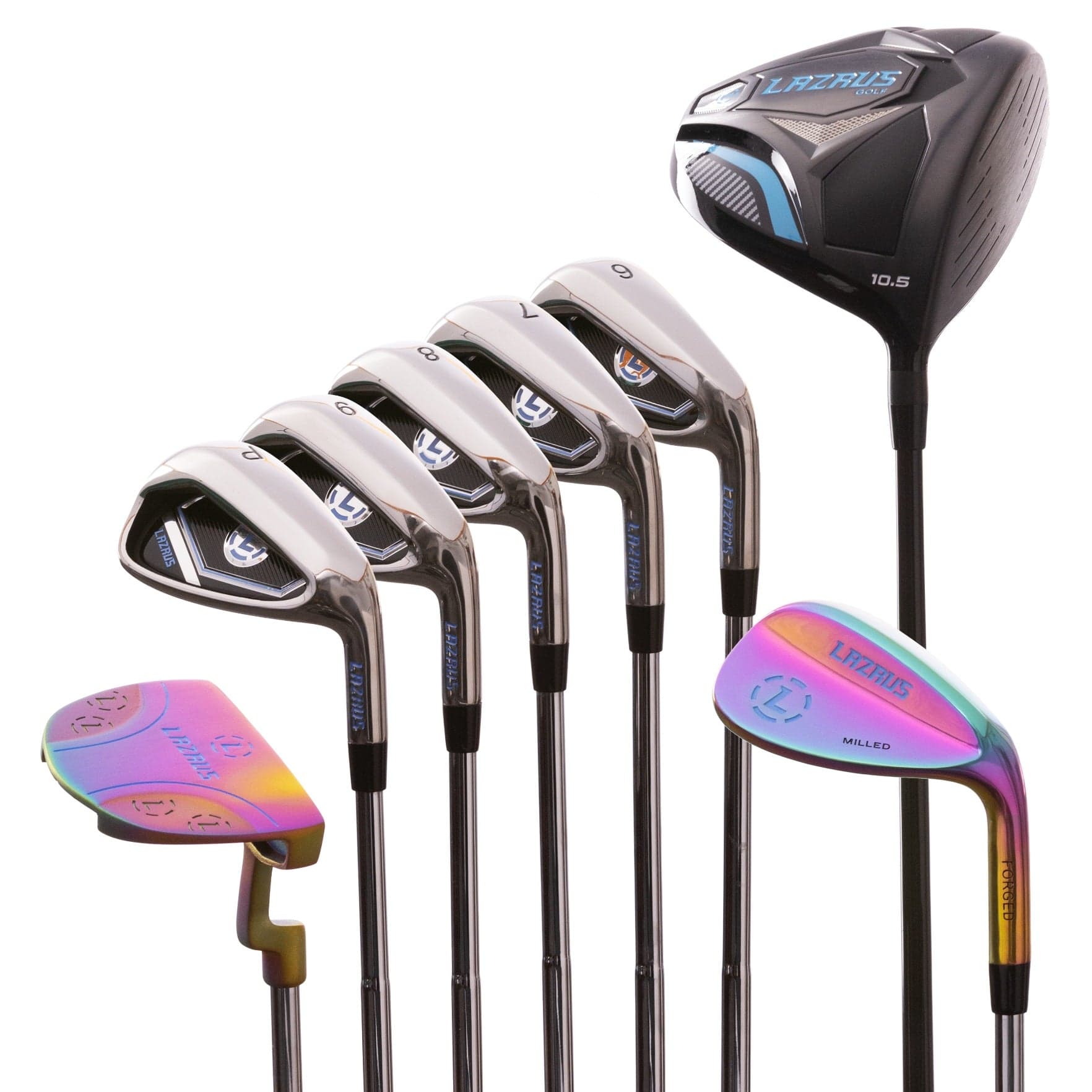 Lazrus Golf 8 pc Set - Driver, 6 - PW Irons, 56° Wedge, Putter - Maximum Velocity Sports