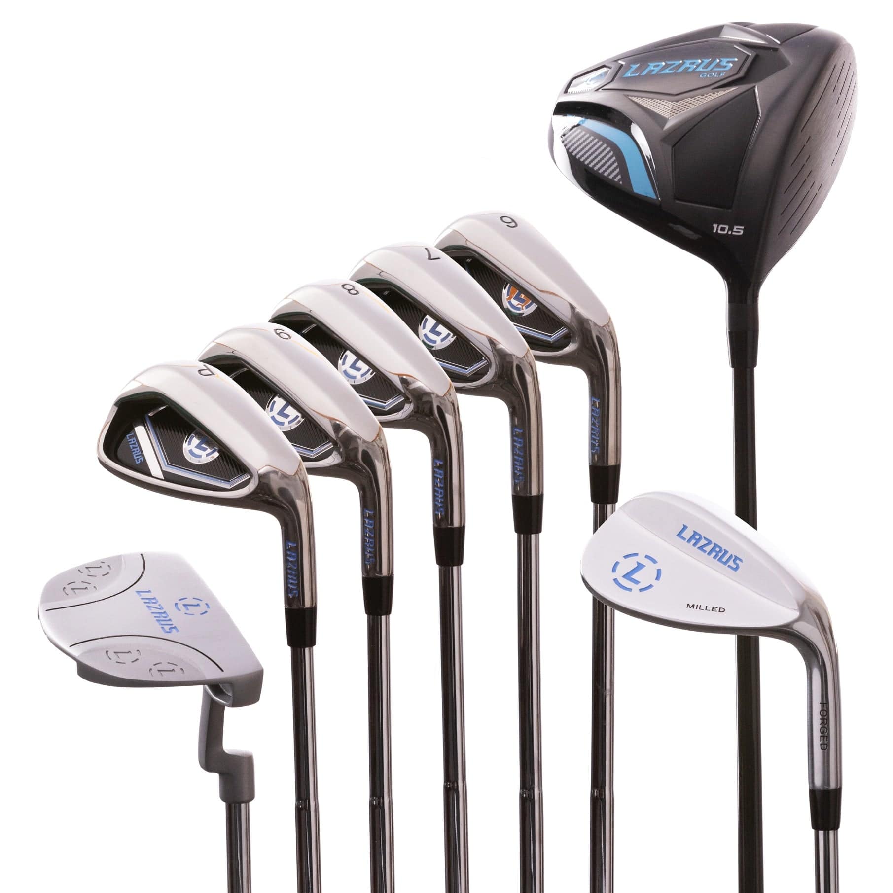 Lazrus Golf 8 pc Set - Driver, 6 - PW Irons, 56° Wedge, Putter - Maximum Velocity Sports