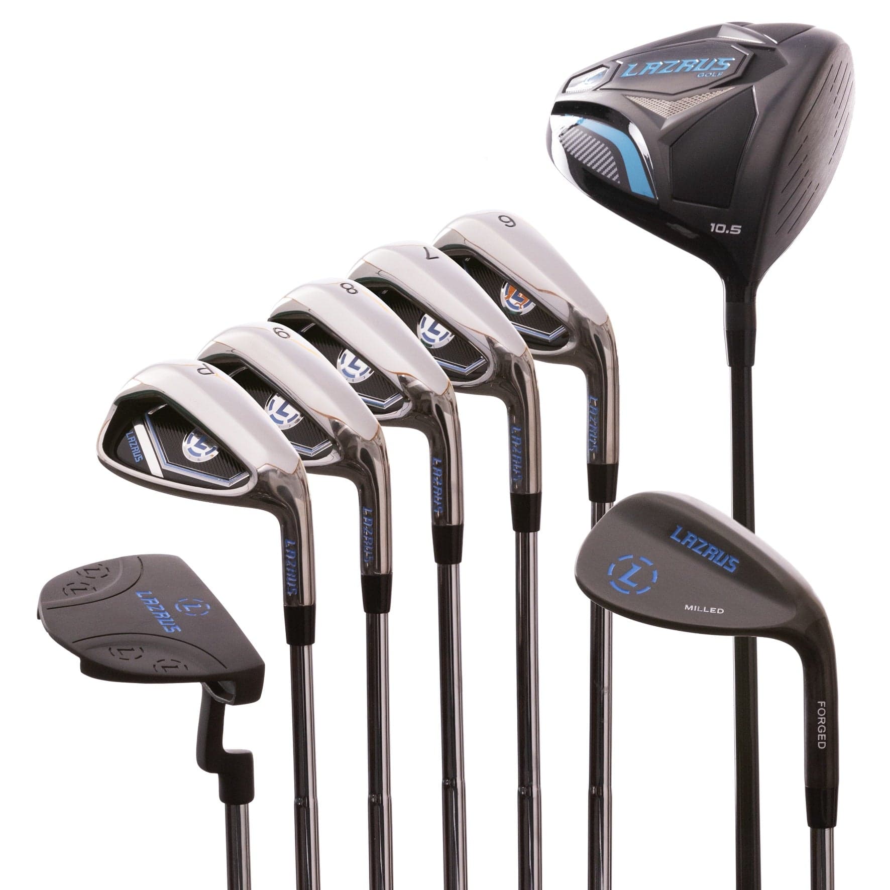 Lazrus Golf 8 pc Set - Driver, 6 - PW Irons, 56° Wedge, Putter - Maximum Velocity Sports