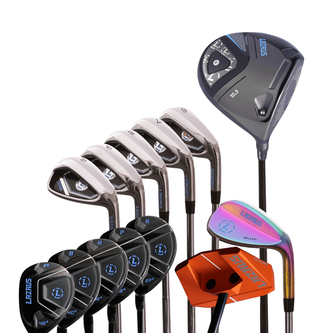 Lazrus Golf 8 pc Set - LAZ2 Driver, 6 - PW Irons or 6 - PW Hybrids, 52° Wedge, Putter - Maximum Velocity Sports