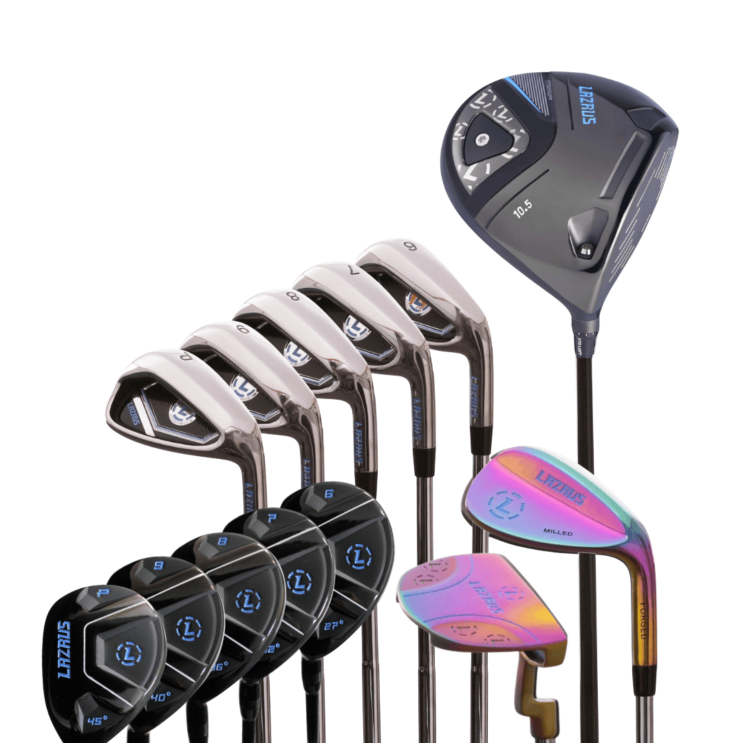 Lazrus Golf 8 pc Set - LAZ2 Driver, 6 - PW Irons or 6 - PW Hybrids, 52° Wedge, Putter - Maximum Velocity Sports