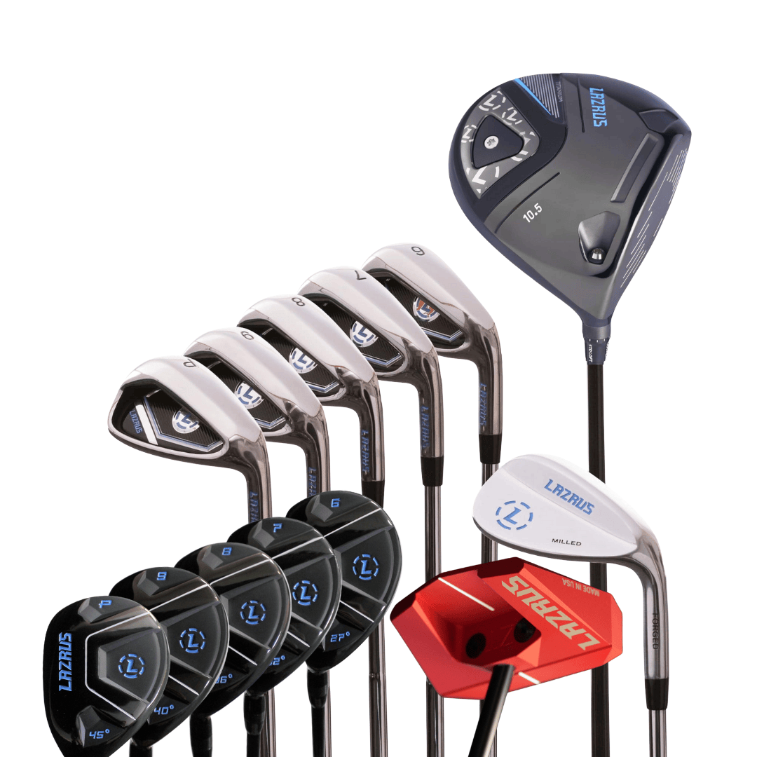 Lazrus Golf 8 pc Set - LAZ2 Driver, 6 - PW Irons or 6 - PW Hybrids, 52° Wedge, Putter - Maximum Velocity Sports