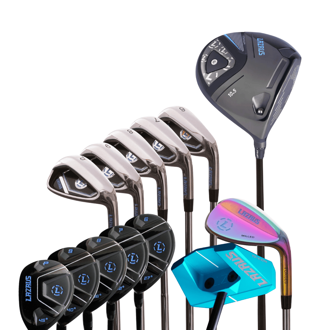 Lazrus Golf 8 pc Set - LAZ2 Driver, 6 - PW Irons or 6 - PW Hybrids, 52° Wedge, Putter - Maximum Velocity Sports